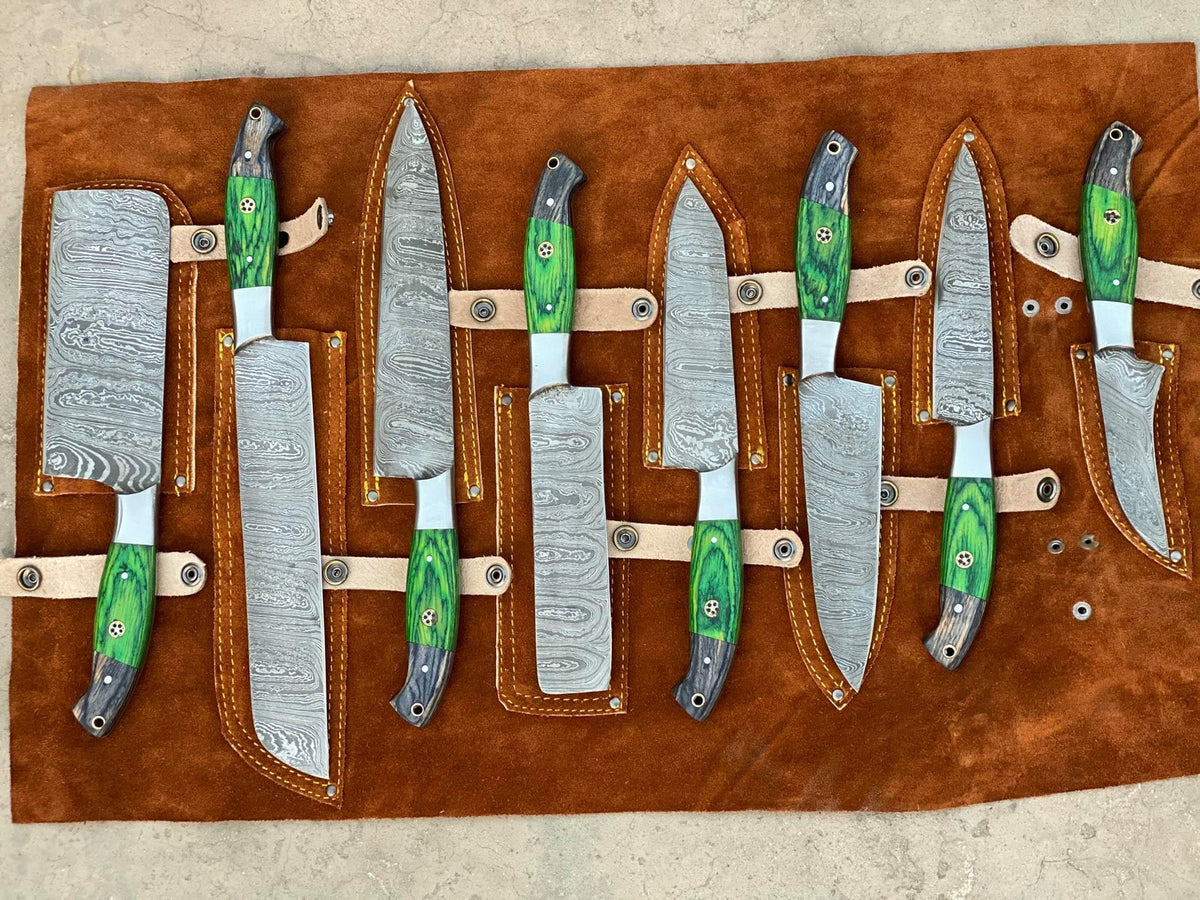 Handmade Damascus Chef Knife Set of 5 BBQ Knife Kitchen Knives 