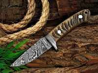 Custom Handmade Damascus Steel Blade Skinning Knife