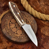 Custom Handmade Elk Skinning Knife with Leather Sheath