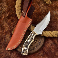 Custom Handmade D2 Steel Deer Knife with Antler Handle