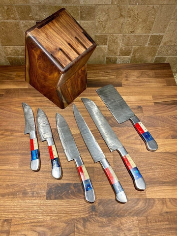 Texas Flag Handles BBQ/Chef/Kitchen Knife Set