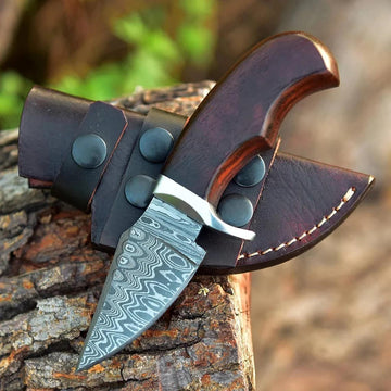 Custom Handmade Damascus Steel EDC Skinning Knife